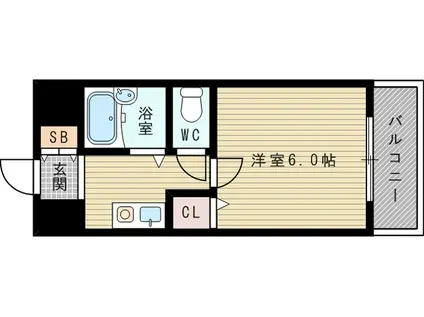 クレハタワーズ東中島(1K/4階)の間取り写真