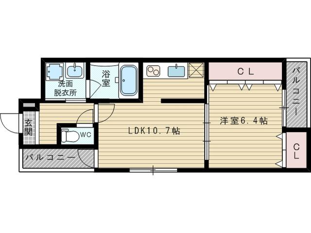 フジパレス瑞光2番館(1LDK/1階)の間取り写真