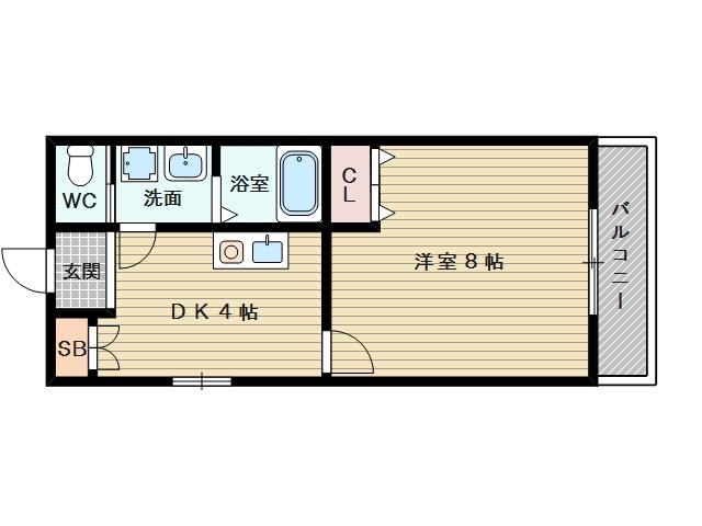 アサヒマンション(1DK/2階)の間取り写真
