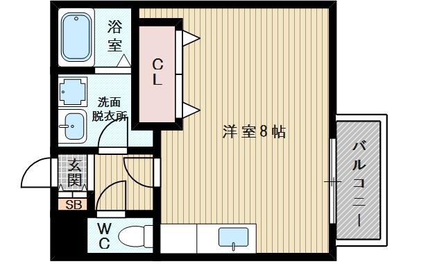 阪急電鉄千里線 下新庄駅 徒歩9分 4階建 築40年(ワンルーム/2階)の間取り写真