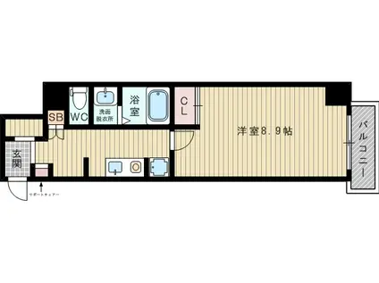 プロスパーレインボーヴィラ(1K/4階)の間取り写真