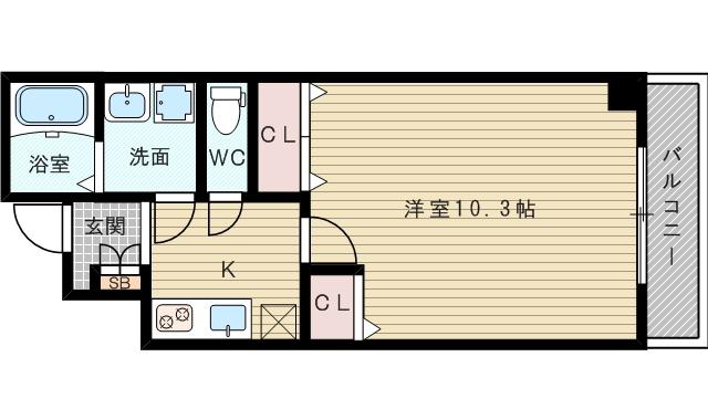 東海道本線 東淀川駅 徒歩5分 7階建 築10年(1K/4階)の間取り写真