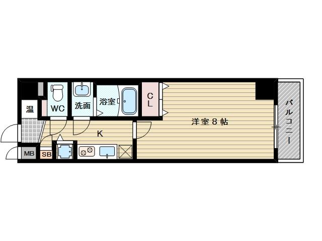 東海道本線 東淀川駅 徒歩8分 7階建 築21年(1K/5階)の間取り写真