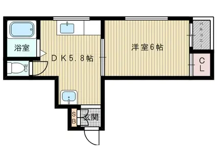 サンライフ菅原(1DK/4階)の間取り写真