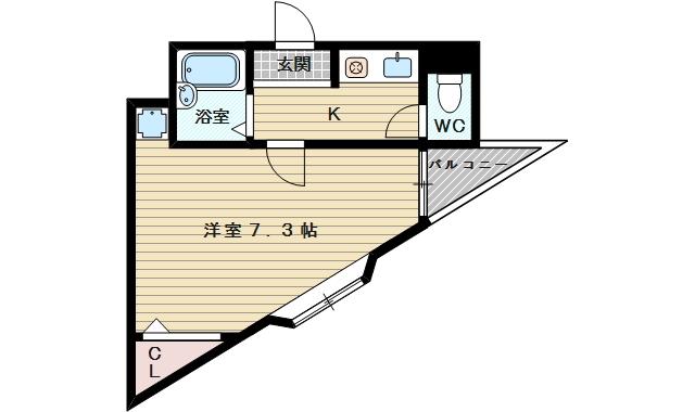 阪急電鉄千里線 下新庄駅 徒歩8分 5階建 築26年(1K/3階)の間取り写真