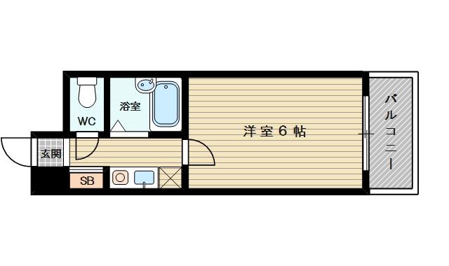 阪急電鉄京都線 上新庄駅 徒歩9分 4階建 築30年(1K/2階)の間取り写真