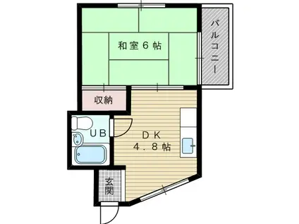 緒方マンション(1DK/3階)の間取り写真