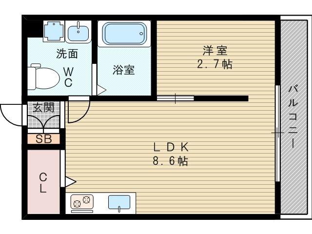コスモクレスト柴島(1LDK/3階)の間取り写真