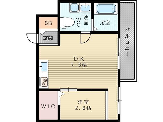 コスモクレスト柴島(1DK/3階)の間取り写真