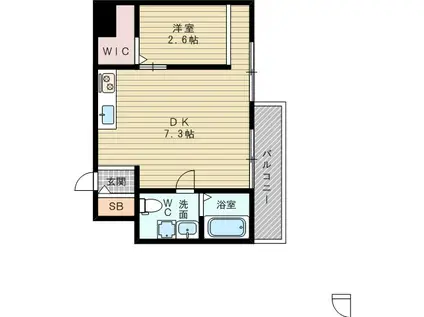 コスモクレスト柴島(1DK/2階)の間取り写真