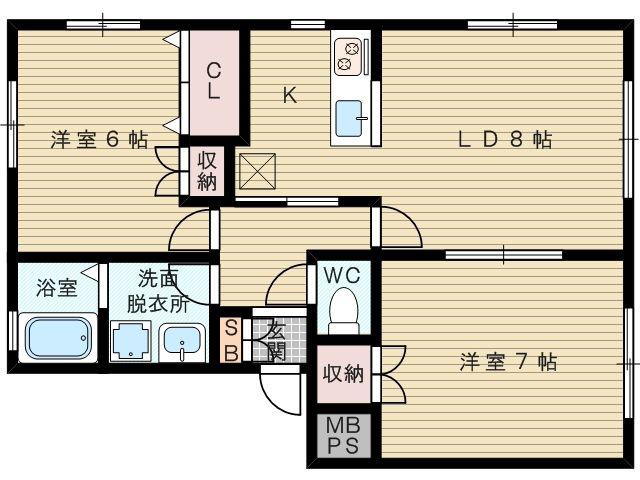 アンジェリーク(2LDK/2階)の間取り写真