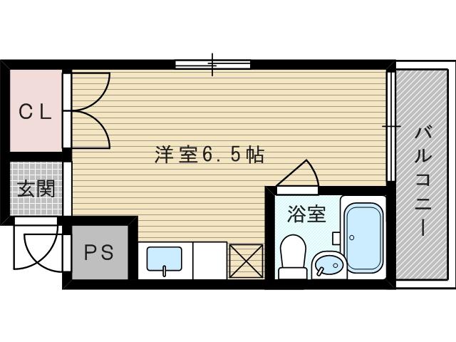 阪急電鉄千里線 淡路駅 徒歩6分 3階建 築41年(ワンルーム/1階)の間取り写真