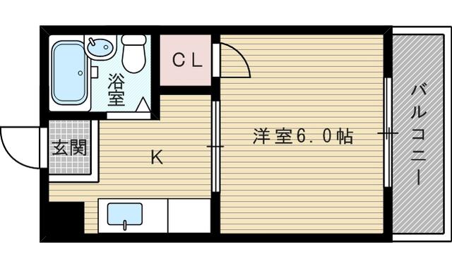阪急電鉄京都線 崇禅寺駅 徒歩5分 3階建 築44年(1K/2階)の間取り写真