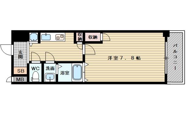 クラウンハイム淡路駅前通(1K/2階)の間取り写真
