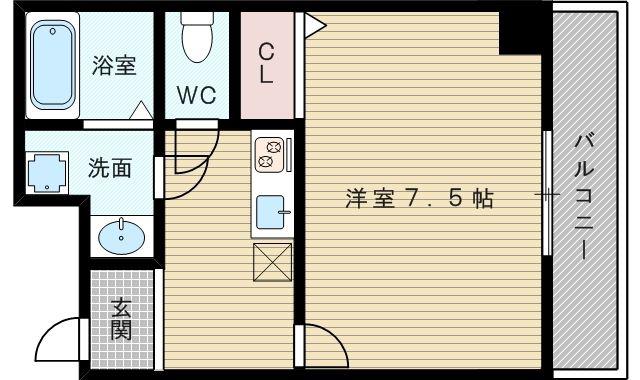ヒルズ小松(1K/2階)の間取り写真