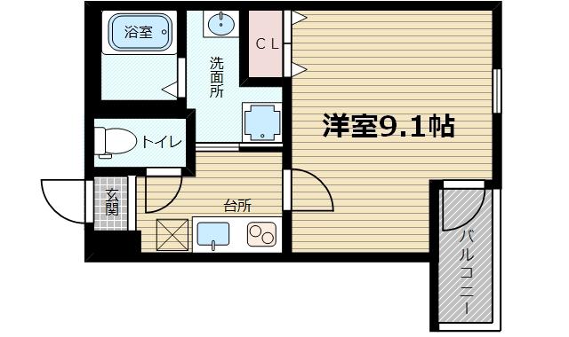 大阪市今里筋線 だいどう豊里駅 徒歩7分 3階建 築7年(1K/1階)の間取り写真