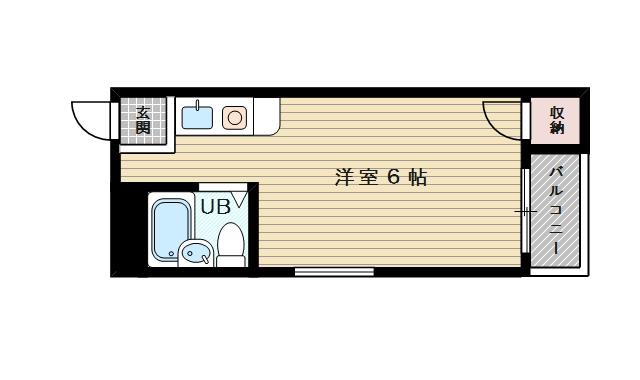 阪急電鉄千里線 下新庄駅 徒歩5分 4階建 築37年(ワンルーム/2階)の間取り写真