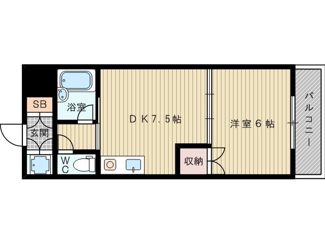 おおさか東線 ＪＲ淡路駅 徒歩11分 14階建 築30年(1DK/13階)の間取り写真
