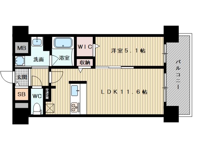 阪急電鉄京都線 上新庄駅 徒歩5分 8階建 築6年(1LDK/5階)の間取り写真