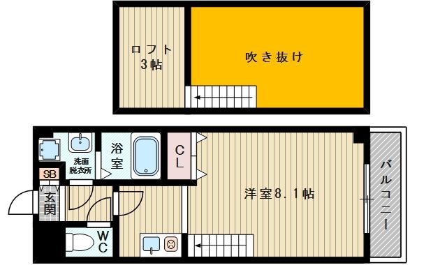 リセスコート2(1K/4階)の間取り写真