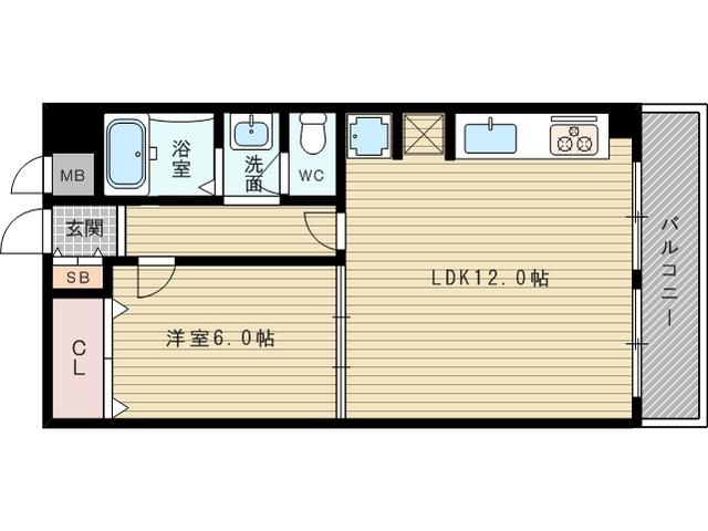 サンフラッツ新大阪本館(1LDK/9階)の間取り写真
