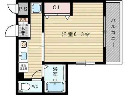 グランメール東淀川(1K/1階)の間取り写真