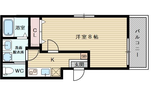 おおさか東線 ＪＲ淡路駅 徒歩1分 4階建 築5年(1K/1階)の間取り写真
