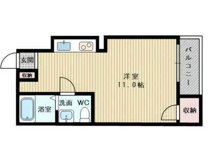 エバーグリーン新大阪(ワンルーム/4階)の間取り写真