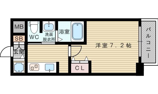 クレアートアドバンス北大阪(1K/7階)の間取り写真