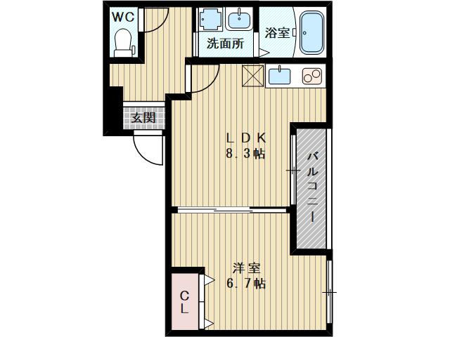 フジパレス上新庄西(1LDK/3階)の間取り写真