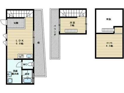 ハーミッツ・セル大桐(1LDK/1階)の間取り写真