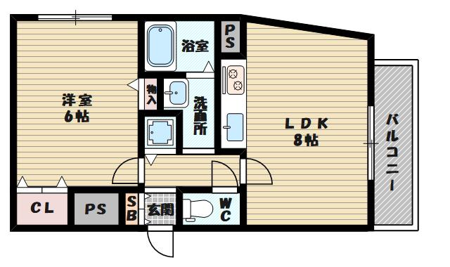 フローライト豊里2(1LDK/3階)の間取り写真
