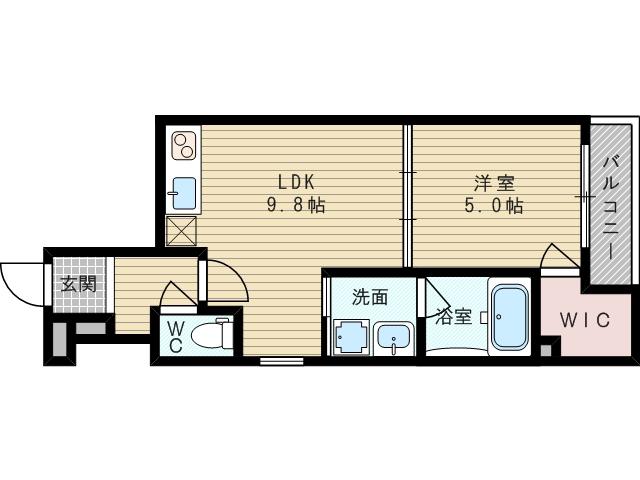 阪急電鉄京都線 淡路駅 徒歩5分 3階建 築8年(1LDK/2階)の間取り写真