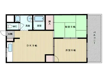 第2あかつきマンション(2DK/4階)の間取り写真