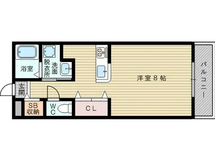 クレール豊里(1K/2階)の間取り写真