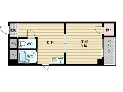 KSハイムⅠ(1DK/5階)の間取り写真