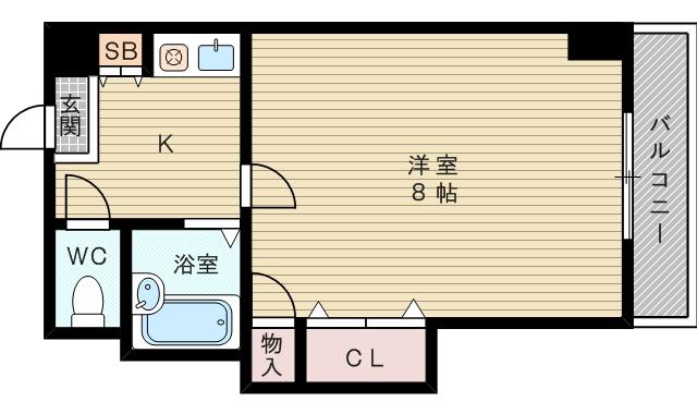 メルヘンハイツ(1K/6階)の間取り写真