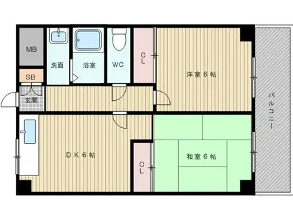 フローライト豊里1(2DK/4階)の間取り写真