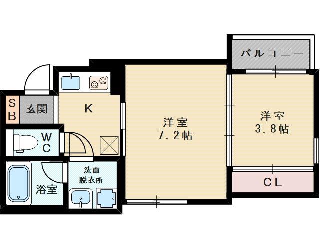 ステディ下新庄(2K/1階)の間取り写真