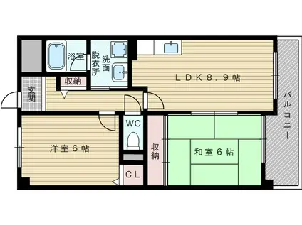 エスパシオ上新庄(2LDK/2階)の間取り写真