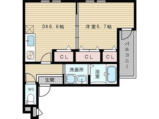 フジパレス豊新7番館(1DK/3階)の間取り写真