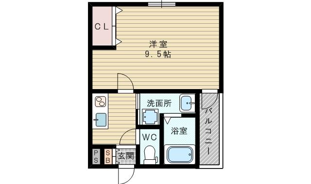 大阪市今里筋線 だいどう豊里駅 徒歩7分 3階建 築9年(1K/3階)の間取り写真