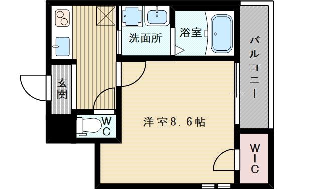 ラフィーネ豊里(1K/2階)の間取り写真
