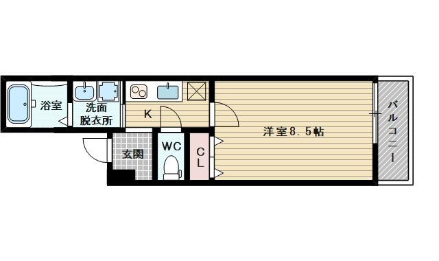 フジパレス下新庄駅南(1K/3階)の間取り写真
