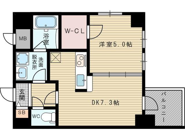 サンレムート新大阪イースト(1DK/5階)の間取り写真