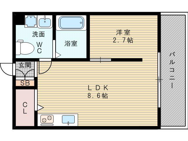 コスモクレスト柴島(1LDK/1階)の間取り写真