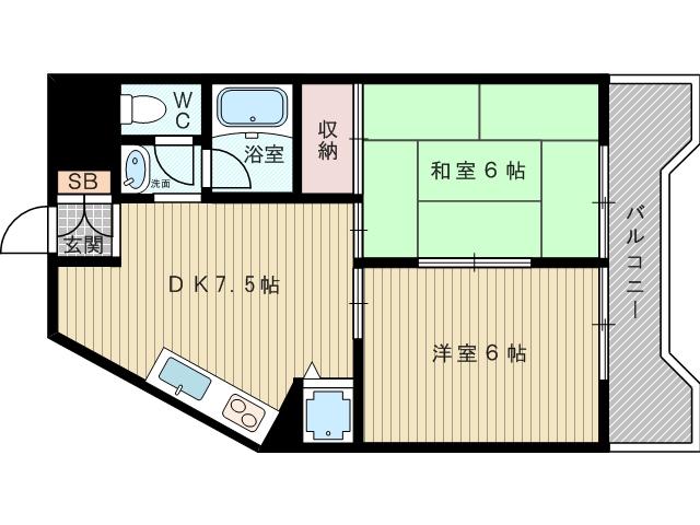 エクセル須賀の森(2DK/3階)の間取り写真