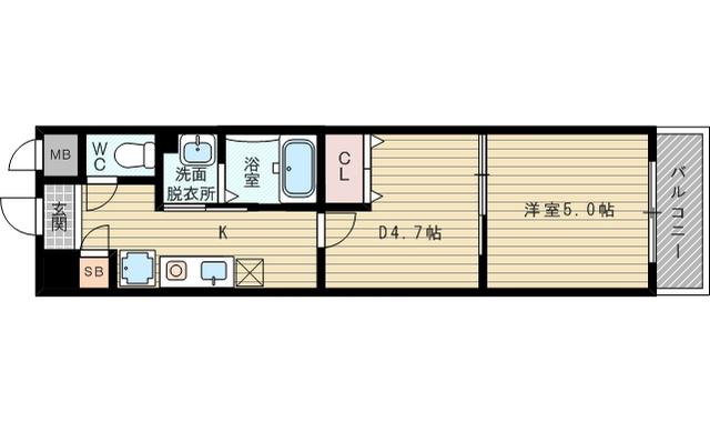 アミスタ菅原(1DK/7階)の間取り写真