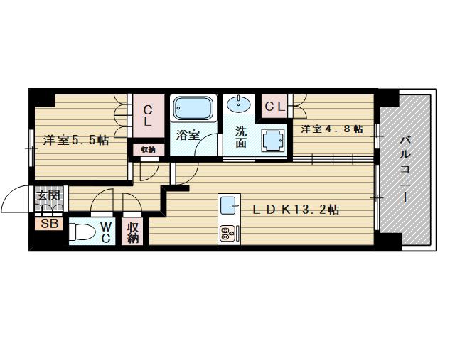 アーバンパーク淡路(2LDK/6階)の間取り写真