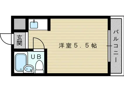 ルミエール淡路イースト(ワンルーム/2階)の間取り写真